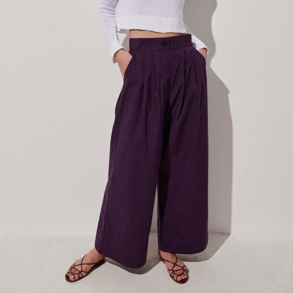 Rachel Comey Pants - Rachel Comey Coxsone Wide Leg Crisp Cotton Pants Size 4 Purple Eggplant $479